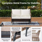 LAUSAINT HOME 2 Person Outdoor Ratten Patio Swing Glider Rattan Rocking Chair with Cushion