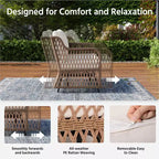 LAUSAINT HOME 2 Person Outdoor Ratten Patio Swing Glider Rattan Rocking Chair with Cushion