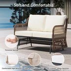 LAUSAINT HOME 2 Person Outdoor Ratten Patio Swing Glider Rattan Rocking Chair with Cushion