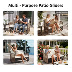 LAUSAINT HOME 2 Person Outdoor Ratten Patio Swing Glider Rattan Rocking Chair with Cushion