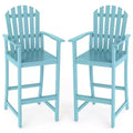 Gymax 2PCS Tall Adirondack Chair w/Back Armrests & Footrest for Balcony Porch Deck