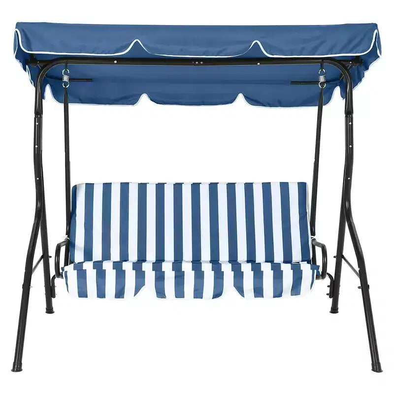 Acekool 3-Seat Outdoor Swing with Adjustable Canopy, Cushions & Steel Frame for Patio, Garden
