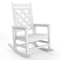 COZONY Outdoor Rocking Chair, HDPE Weather Resistant Patio Rocker with Wood Texture & 380 LBS Support for Backyard Balcony Garden