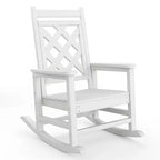 COZONY Outdoor Rocking Chair, HDPE Weather Resistant Patio Rocker with Wood Texture & 380 LBS Support for Backyard Balcony Garden