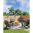 COZONY Set di 2 sedie Adirondack pieghevoli, sedia da esterno in HDPE effetto legno per patio con portabicchieri, resistente a tutte le intemperie