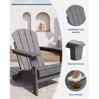 COZONY Set di 2 sedie Adirondack pieghevoli, sedia da esterno in HDPE effetto legno per patio con portabicchieri, resistente a tutte le intemperie