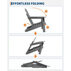COZONY Set di 2 sedie Adirondack pieghevoli, sedia da esterno in HDPE effetto legno per patio con portabicchieri, resistente a tutte le intemperie