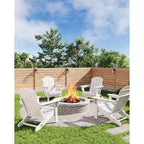 COZONY Set di 2 sedie Adirondack pieghevoli, sedia da esterno in HDPE effetto legno per patio con portabicchieri, resistente a tutte le intemperie