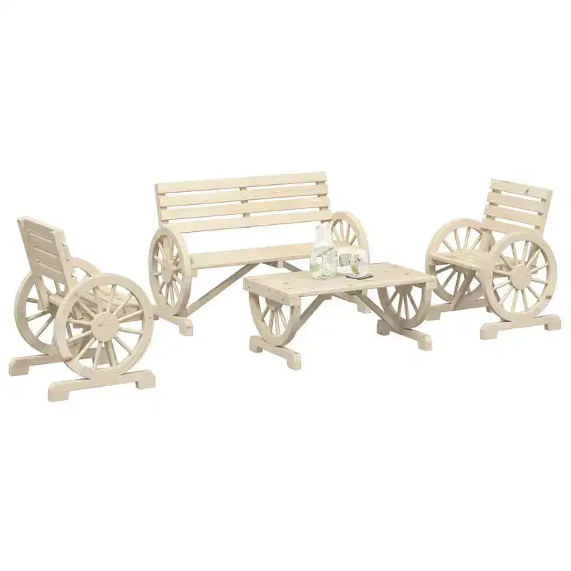 vidaXL Patio Lounge Set Outdoor Garden Seat Furniture 4 Piece Solid Wood Fir