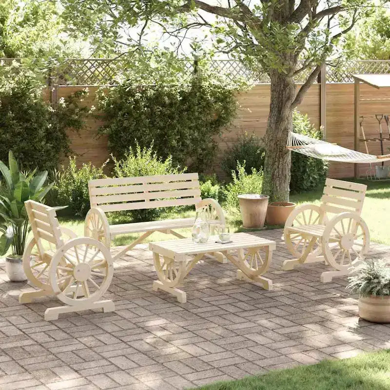 vidaXL Patio Lounge Set Outdoor Garden Seat Furniture 4 Piece Solid Wood Fir