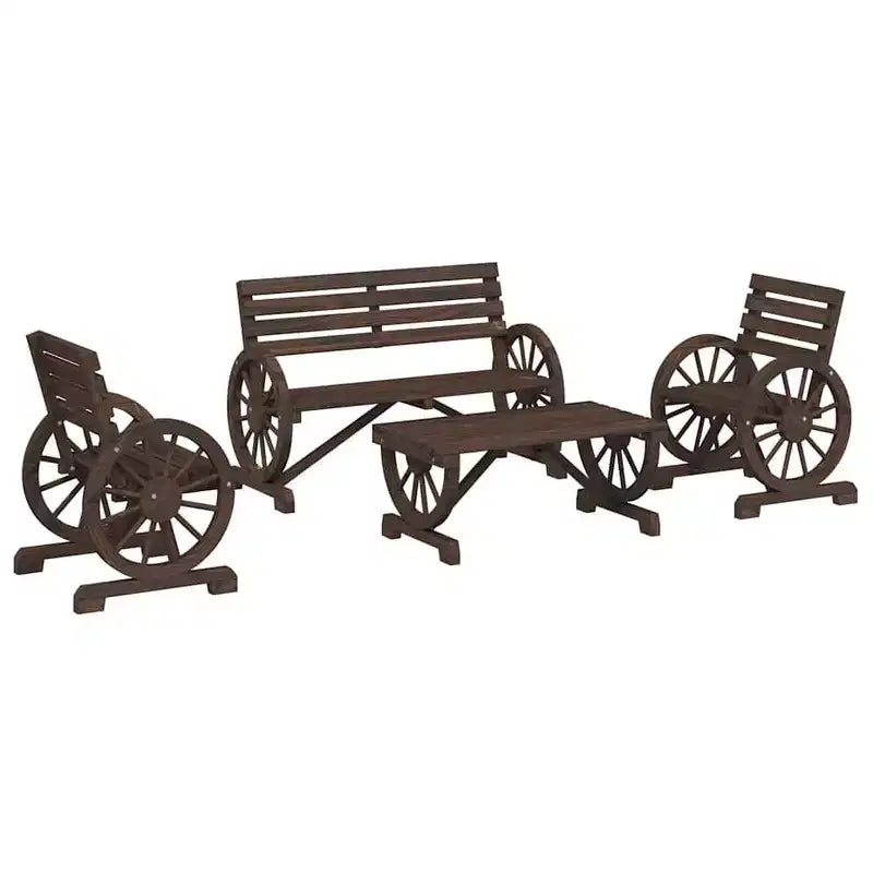 vidaXL Patio Lounge Set Outdoor Garden Seat Furniture 4 Piece Solid Wood Fir