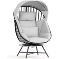 LAUSAINT HOME Oversized 360 Swivel Egg Chair with Cushion & Sunshade Brim Indoor & Outdoor Egg Chair