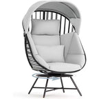 LAUSAINT HOME Oversized 360 Swivel Egg Chair with Cushion & Sunshade Brim Indoor & Outdoor Egg Chair
