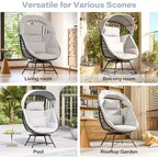 LAUSAINT HOME Oversized 360 Swivel Egg Chair with Cushion & Sunshade Brim Indoor & Outdoor Egg Chair