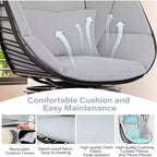 LAUSAINT HOME Oversized 360 Swivel Egg Chair with Cushion & Sunshade Brim Indoor & Outdoor Egg Chair