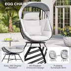 LAUSAINT HOME Oversized 360 Swivel Egg Chair with Cushion & Sunshade Brim Indoor & Outdoor Egg Chair
