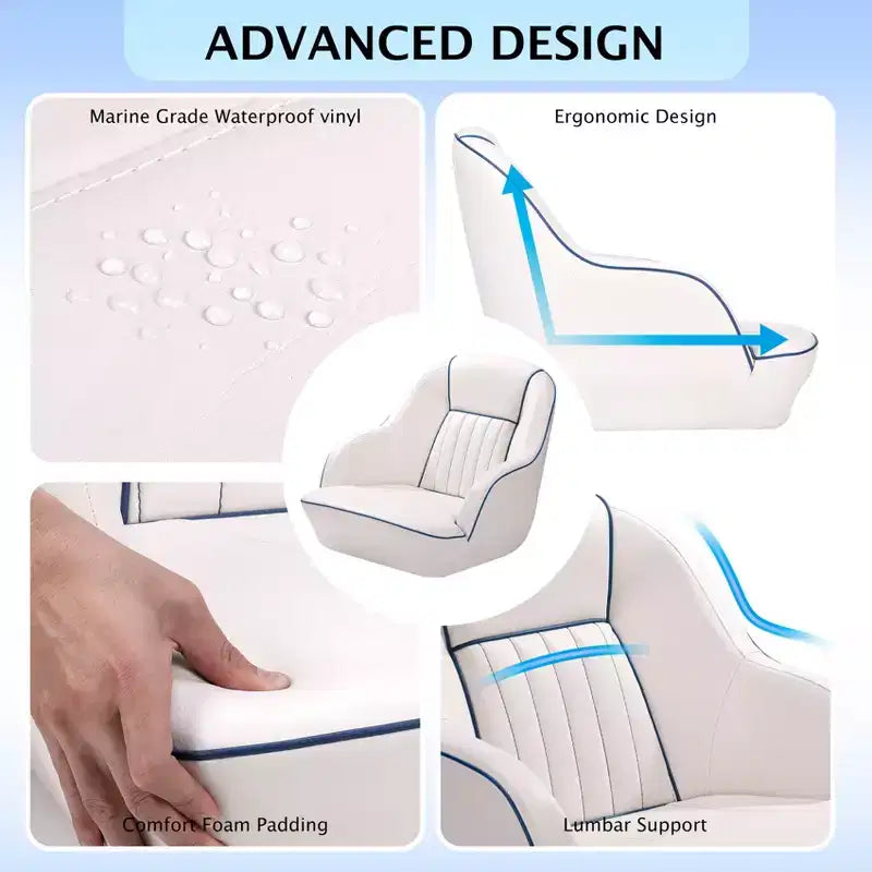 Sedile del Capitano per Pontone, ergonomico, con imbottitura in schiuma a compressione e telaio in plastica stampata resistente