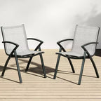 Foldable Aluminum Outdoor Chair Set (2 or 4)  Wide Breathable Sling Seat with Armrest, Lightweight & Durable for Patio, Pool or Garden