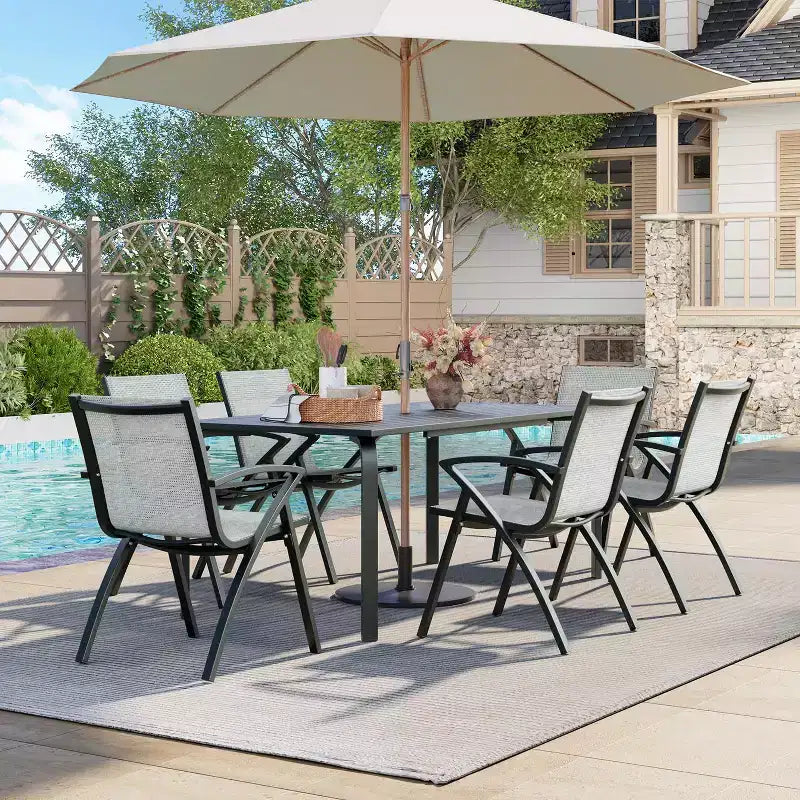 Foldable Aluminum Outdoor Chair Set (2 or 4)  Wide Breathable Sling Seat with Armrest, Lightweight & Durable for Patio, Pool or Garden