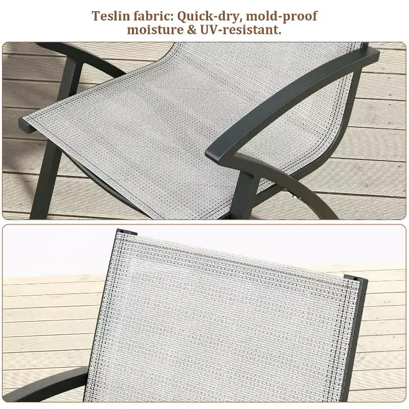 Foldable Aluminum Outdoor Chair Set (2 or 4)  Wide Breathable Sling Seat with Armrest, Lightweight & Durable for Patio, Pool or Garden
