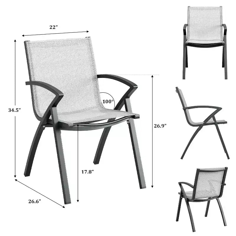 Foldable Aluminum Outdoor Chair Set (2 or 4)  Wide Breathable Sling Seat with Armrest, Lightweight & Durable for Patio, Pool or Garden