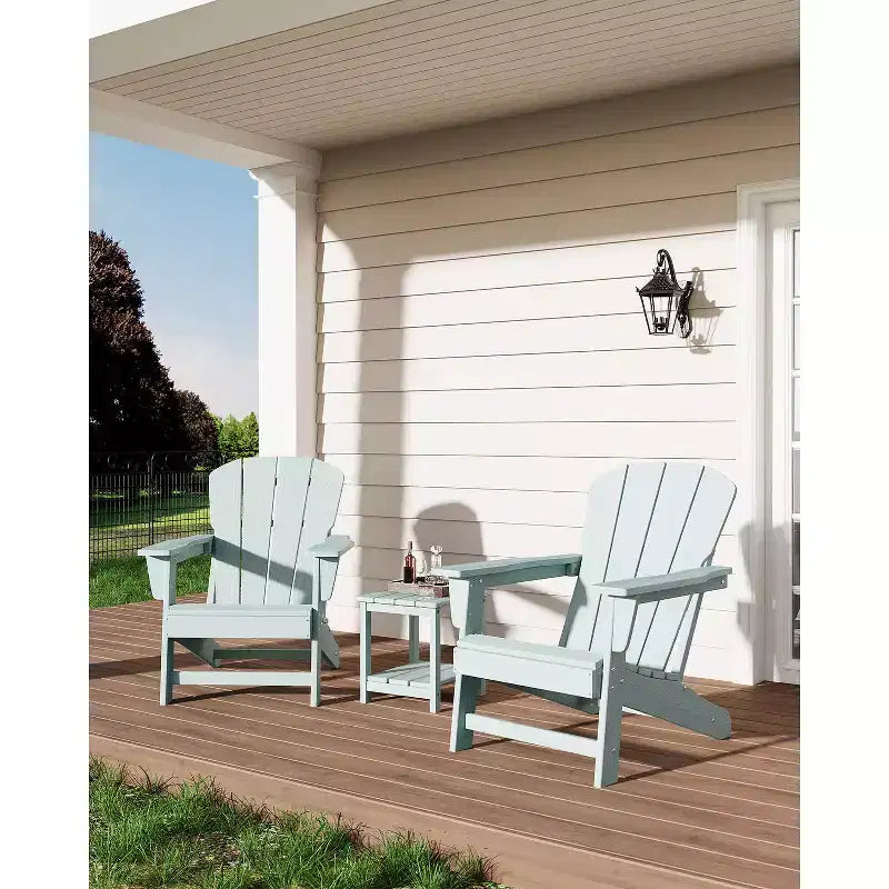 Oversized All-Weather Adirondack Chair  380 lb Capacity HDPE with Wood-Like Texture, Durable Outdoor Lounge Chair for Patio, Lawn & Deck