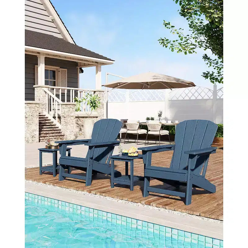 Oversized All-Weather Adirondack Chair  380 lb Capacity HDPE with Wood-Like Texture, Durable Outdoor Lounge Chair for Patio, Lawn & Deck