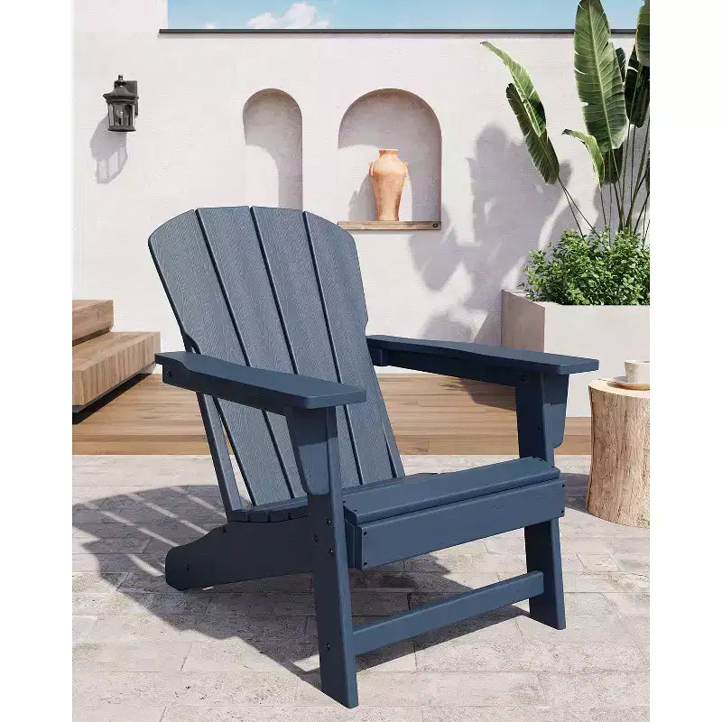 Oversized All-Weather Adirondack Chair  380 lb Capacity HDPE with Wood-Like Texture, Durable Outdoor Lounge Chair for Patio, Lawn & Deck
