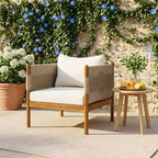Christopher Knight Home Seungho Modern Outdoor Acacia Wood Club Chair with Diamond Rope Weave and Cushions