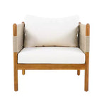 Christopher Knight Home Seungho Modern Outdoor Acacia Wood Club Chair with Diamond Rope Weave and Cushions