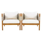 Christopher Knight Home Jiyeon Modern Outdoor Acacia Wood Club Chair with Diamond Rope Weave and Cushions (Set of 2)