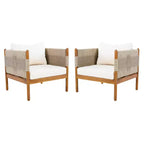 Christopher Knight Home Jiyeon Modern Outdoor Acacia Wood Club Chair with Diamond Rope Weave and Cushions (Set of 2)
