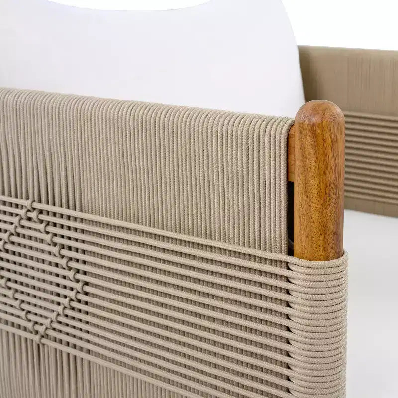 Christopher Knight Home Jiyeon Modern Outdoor Acacia Wood Club Chair with Diamond Rope Weave and Cushions (Set of 2)