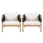 Christopher Knight Home Jiyeon Modern Outdoor Acacia Wood Club Chair with Diamond Rope Weave and Cushions (Set of 2)