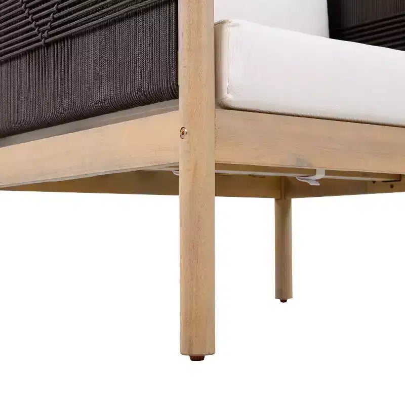 Christopher Knight Home Jiyeon Modern Outdoor Acacia Wood Club Chair with Diamond Rope Weave and Cushions (Set of 2)