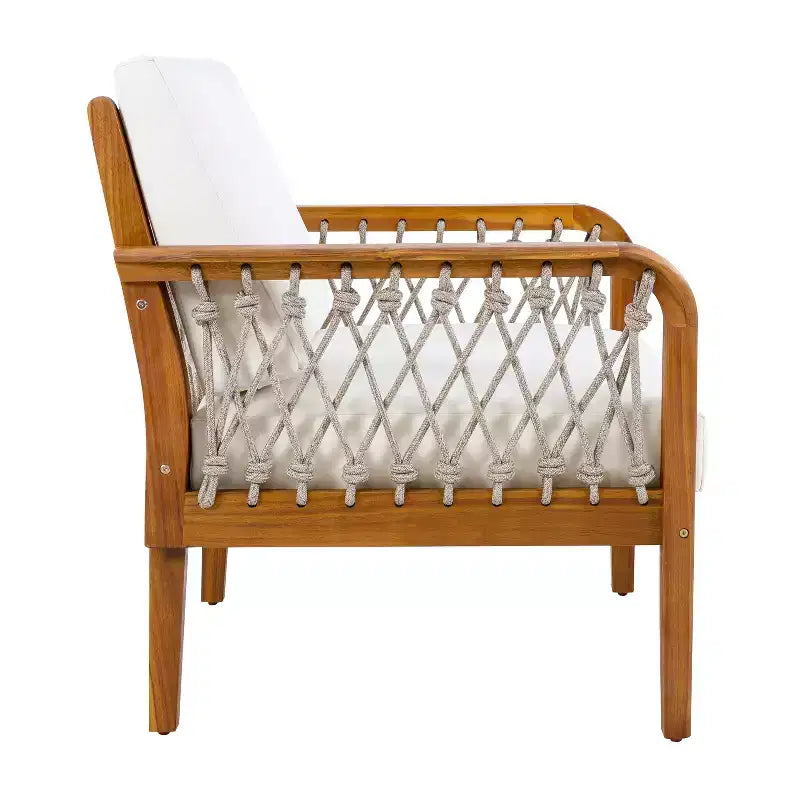 Christopher Knight Home Momo Modern Outdoor Acacia Wood Club Chair with Handwoven Rope