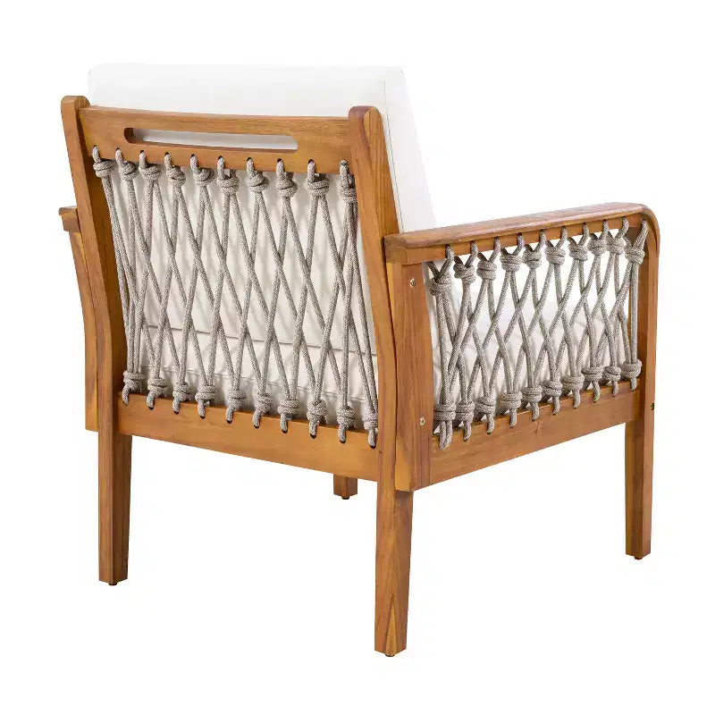 Christopher Knight Home Momo Modern Outdoor Acacia Wood Club Chair with Handwoven Rope
