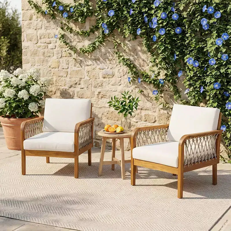 Christopher Knight Home Momo Modern Outdoor Acacia Wood Club Chair with Handwoven Rope