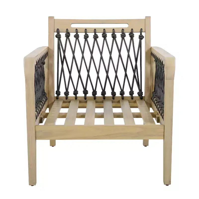 Christopher Knight Home Momo Modern Outdoor Acacia Wood Club Chair with Handwoven Rope