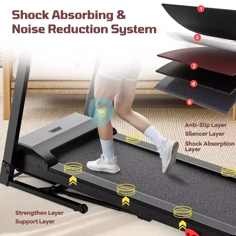 Vendita promozionale tapis roulant inclinabile  Inclinazione manuale su 3 livelli al 12%, capacità di 150 kg con connettività Bluetooth APP, tapis roulant pieghevole per casa piccola/ufficio