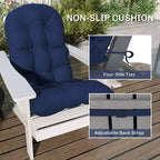 Cuscini per sedia Adirondack set da 2, cuscini da patio trapuntati con schienale alto antiscivolo per sedie Adirondack, blu navy