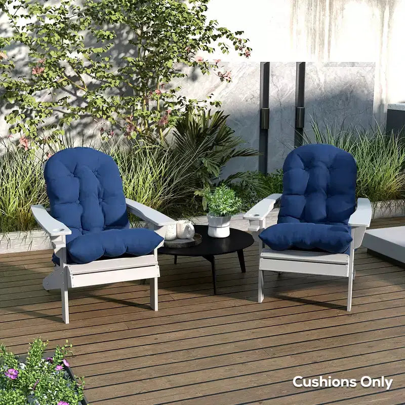 Cuscini per sedia Adirondack set da 2, cuscini da patio trapuntati con schienale alto antiscivolo per sedie Adirondack, blu navy