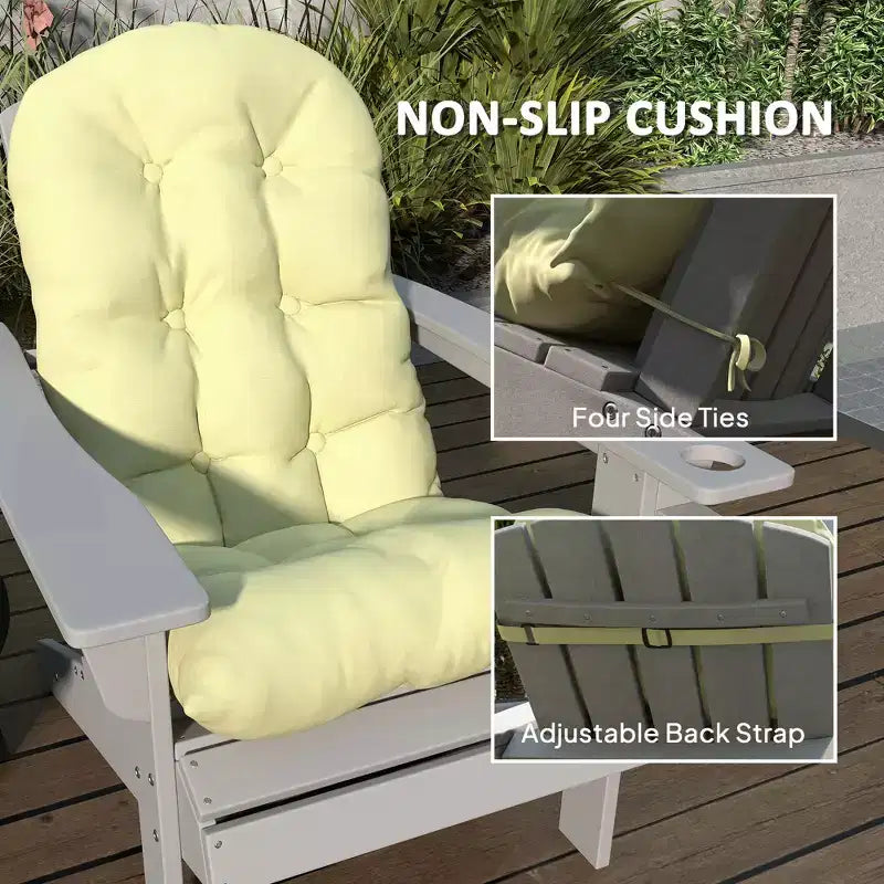 Adirondack Chair Cushions Set of 2, Tufted High Back Patio Non-Slip Cushions for Adirondack Chairs, Beige