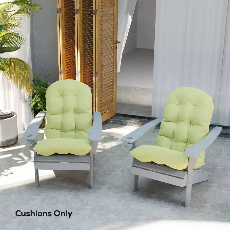 Adirondack Chair Cushions Set of 2, Tufted High Back Patio Non-Slip Cushions for Adirondack Chairs, Beige