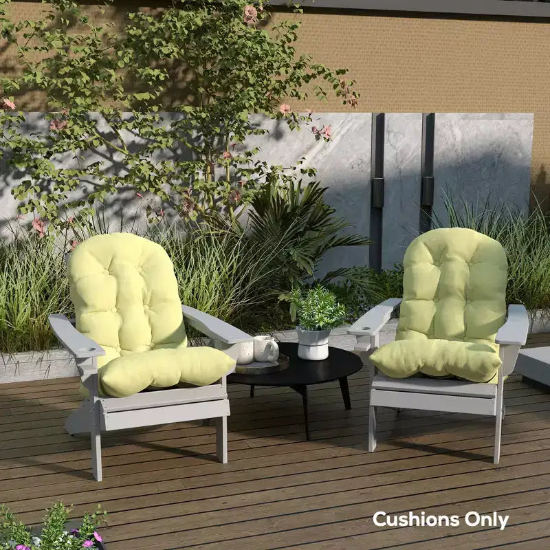 Adirondack Chair Cushions Set of 2, Tufted High Back Patio Non-Slip Cushions for Adirondack Chairs, Beige
