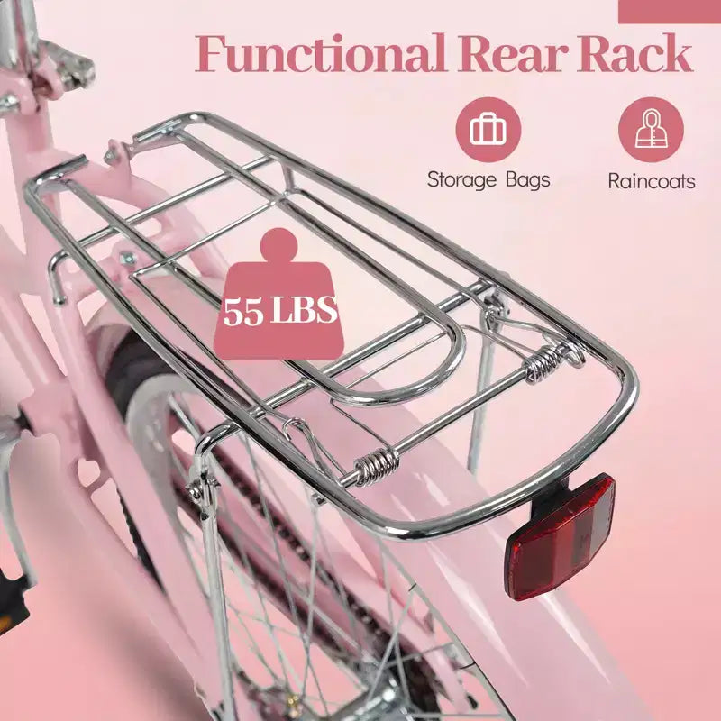 Bicicletta da spiaggia Gymax 26 pollici con sedile regolabile, cestino in vimini e portapacchi posteriore