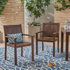 MAYEERTY Set di 2 Sedie da Pranzo da Esterno in Legno di Acacia, Sedute da Giardino Rustiche a Doghe per il Relax Estivo