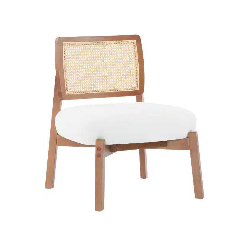 MAYEERTY Set di 2 poltrone moderne beige, sedia d'accento con schienale intrecciato e struttura in legno per soggiorno, camera da letto, ufficio