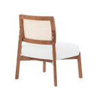 MAYEERTY Set di 2 poltrone moderne beige, sedia d'accento con schienale intrecciato e struttura in legno per soggiorno, camera da letto, ufficio