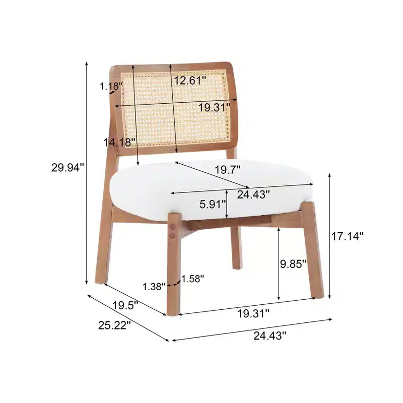 MAYEERTY Set di 2 poltrone moderne beige, sedia d'accento con schienale intrecciato e struttura in legno per soggiorno, camera da letto, ufficio